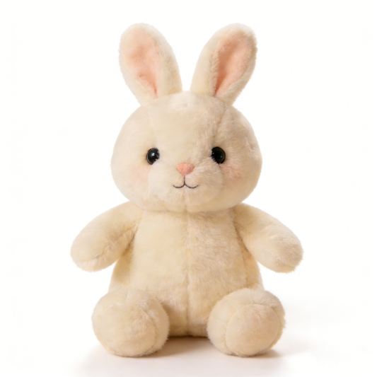 Creamy white and cuddly rabbit plush toy